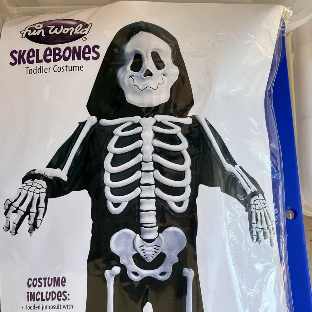 Skelebones Skeleton Costume Toddler Child Large 4-6 NWT 3D Fun World Unisex
